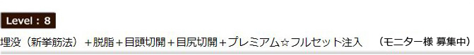Level:8 埋没(新拳筋法)+脱脂+目尻切開+目頭切開+プレミアム☆フルセット注入(モニター様 募集)